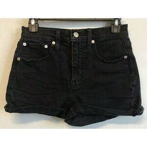 Madewell High Rise Denim Shorts Size 24 Black Cuffed 3" inseam